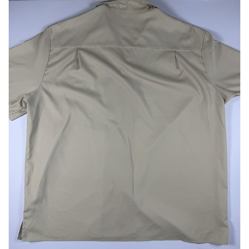 Royaura Shirt Mens 3XL Beige Solid Short Sleeve Hawaiian Button Up Resort Casual - Picture 6 of 7